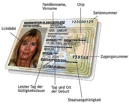 The standard german identity card, with the holder's photograph and particulars, should in theory be carried at all times. Personalausweis: Gemeinde Schmelz