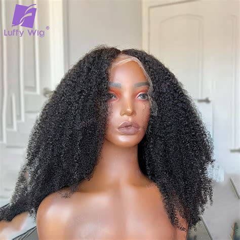 180 Density Kinky Curly 360 Lace Frontal Wig Human Hair Pre Plucked Afro Wigs Glueless Brazilian