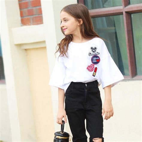 2016 Summer Teenage Baby Girls Clothing Mandarin Flare Sleeves T Shirts