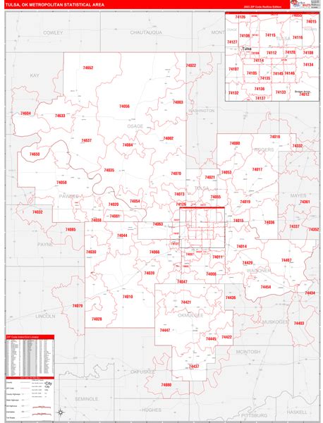 Tulsa Metro Area Ok Zip Code Maps Red Line