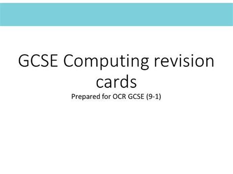 Gcse Computer Science Revision And Challenge Cards For Ocr Gcse