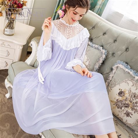 Inplusni Women Nightgown Palace Retro Princess Nightdress Modal Gauze