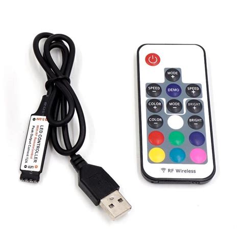 Controllers 5v Usb Led Rgb Rf Led Rgb Remote 17key Mini Set Black Cable