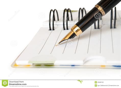 Gold Pen Writing On Notebook Stock Photos Image 20589763