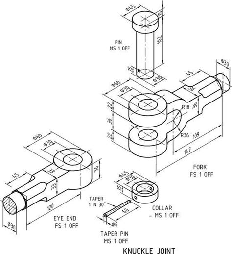 Knuckle Joint Tutorial Solidworks Autocad Isometric Drawing