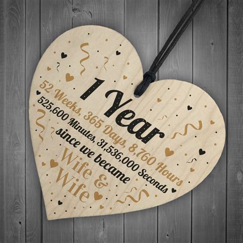 1st anniversary gift for wife. 1st Wedding Anniversary Gift For Wife Heart Same Sex Present
