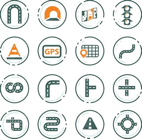 Road Icons Set Highway Search Drive Vector Highway Search Drive Png