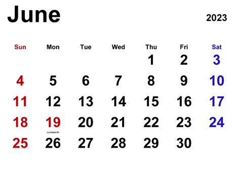 June 2023 Calendar Template Calendar Dream
