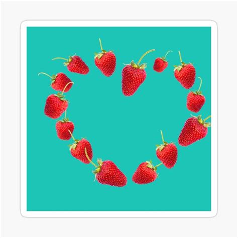 Strawberry Heart Shape Pattern Sticker For Sale By Cultradesign