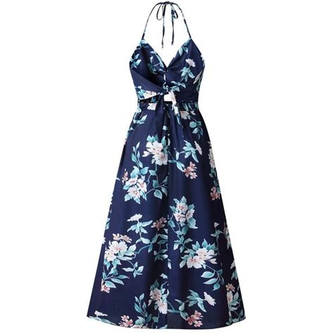 Details Floral Print Pleated Waist Front Knot Design Halter Neck Weight 325g Free Shipping Fit