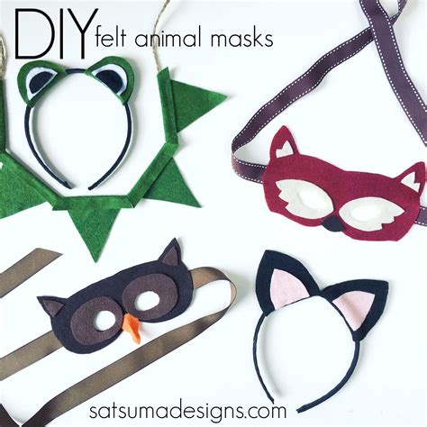 Diy Felt Animal Masks Satsuma Designs Felt Diy Felt Animal Masks