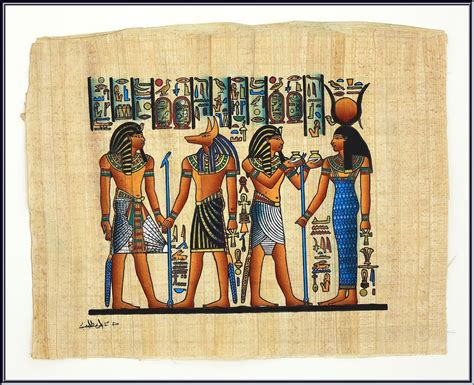 Vintage Egyptian Papyrus Art Painting Ancient Egypt Gods Etsy