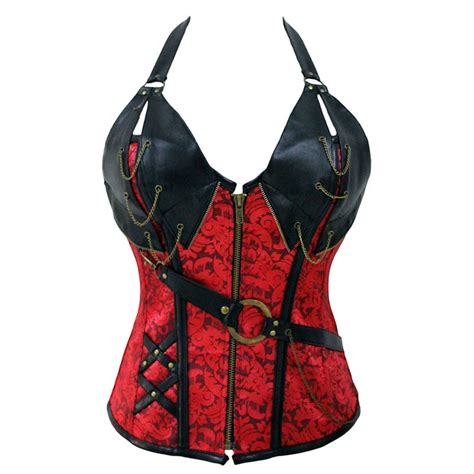 Cheap Sexy Halter Faux Leather Corsets And Bustiers Burlesque Vest