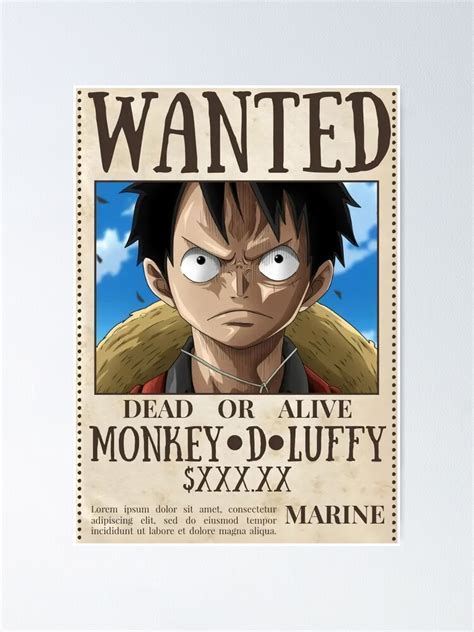 Luffy Wanted Dead Or Alive Vintage Poster Poster For Sale By
