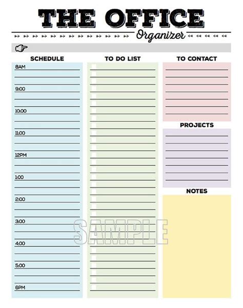 The Office Organizer Editable Work Planner Office Planner To Do