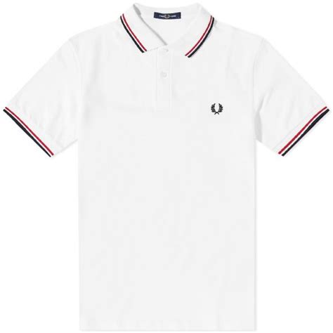Fred Perry Slim Fit Twin Tipped Polo White Red And Navy End Us