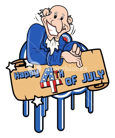 Happy 4th Of July Cartoon Uncle Sam Without Hat Royalty Free Stock