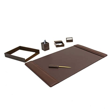 Leather Desk Set 6 Piece Chocolate Brown Officeaccessoriesplus