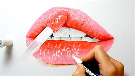 How To Draw Realistic Glossy Lips With Copic Markers And Colored Pencils Emmy Kalia Youtube