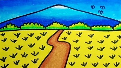 How To Draw A Rice Field Landscape Easy Step By Step Drawing Rice