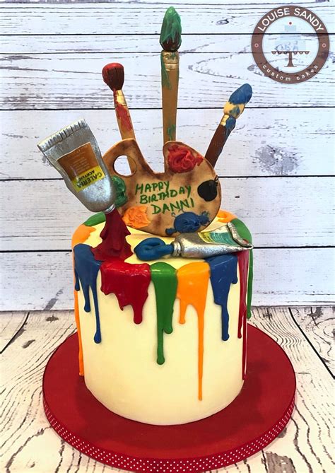 Art Cake With Palette Brushes And Paint Art Birthday Cake Artist Cake Painted Cakes