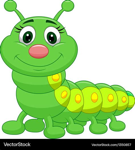 Cute Green Caterpillar Cartoon Royalty Free Vector Image