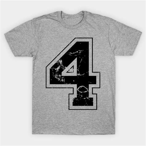 Number 4 Four Black Jersey Sports Athletic Player Jersey Letter 4 T