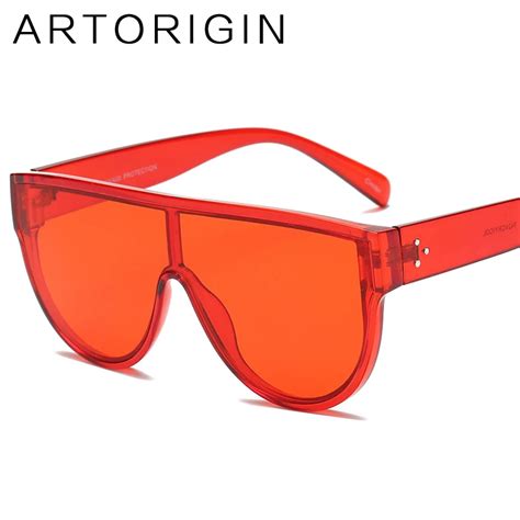 Artorigin Street Style Sunglasses Rivets Siamese Red Shades Female Mirror Pink Brand Glasses