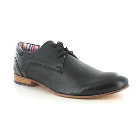 Paolo Vandini Ranger Mens Leather Derby Lace Up Shoes Black