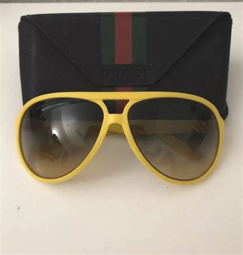 unisex yellow gucci sunglasses aviator ebay