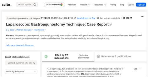 Laparoscopic Gastrojejunostomy Technique Case Report Scite Report