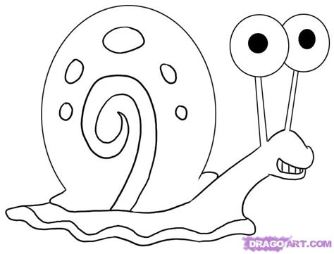 How To Draw Gary The Snail From SpongeBob Squarepants Step By Cliparts Co