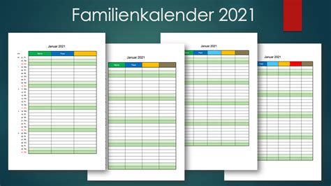 Kostenloser jahreskalender für das jahr 2021 zum ausdrucken (pdf), inklusive brückentage. Fammilienkalender Vorlage 2021 : Fammilienkalender Vorlage ...