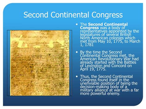Ppt Second Continental Congress Powerpoint Presentation Free