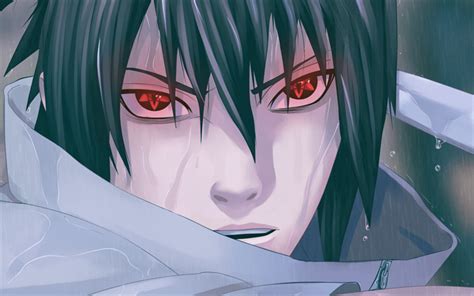 Download Wallpapers Sasuke Uchiha Red Eyes Manga Close Up Portrait Naruto с изображениями