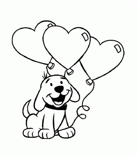 Cute puppy with a bow. Valentine and Love | Coloring Pages - Part 5