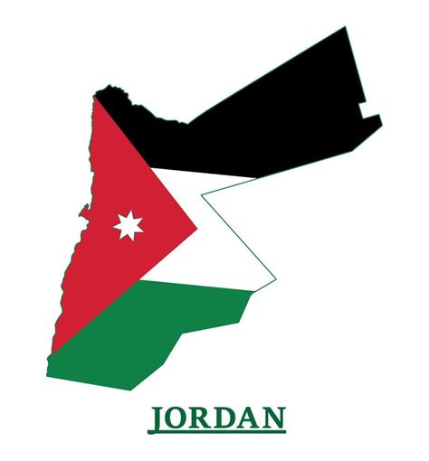 Jordan National Flag Map Design Illustration Of Jordan Country Flag