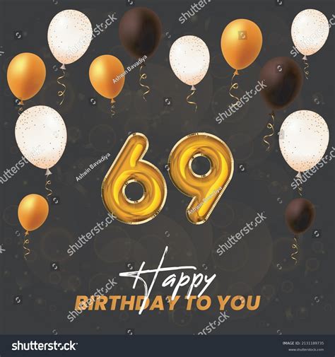 Happy 69th Birthday Greeting Card Vector Stock Vector Royalty Free