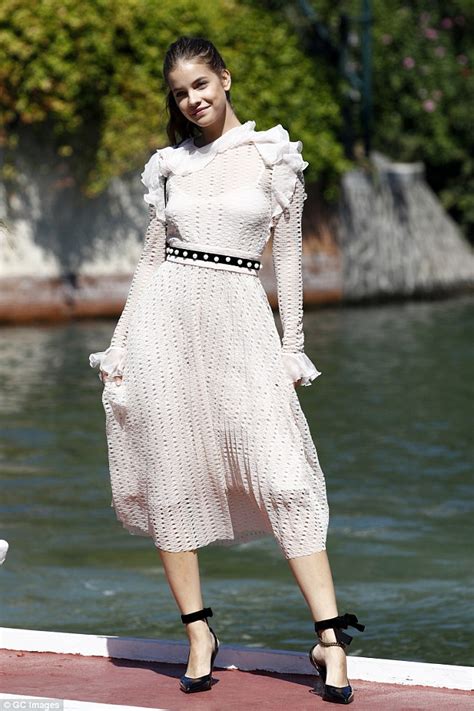 Barbara Palvin In Semi Sheer Crochet Dress At Venice Lido Ahead Of Film