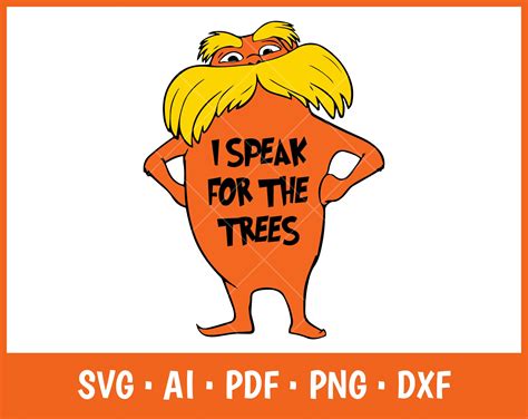 Lorax I Speak For The Trees Svg Dr Seuss Silhouette Dr Cat Etsy