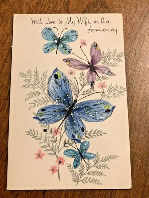 vintage wife anniversary greeting card glittered butterflies hallmark 2 99 picclick
