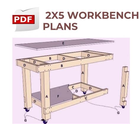 2x5 Workbench Plans Pdf Folding Work Bench Plans Pdf Mobile Etsy