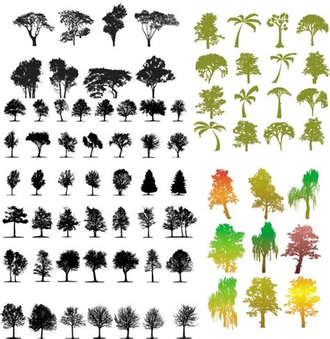 A Variety Of Trees Silhouette Vector Free Vector In Adobe Illustrator
