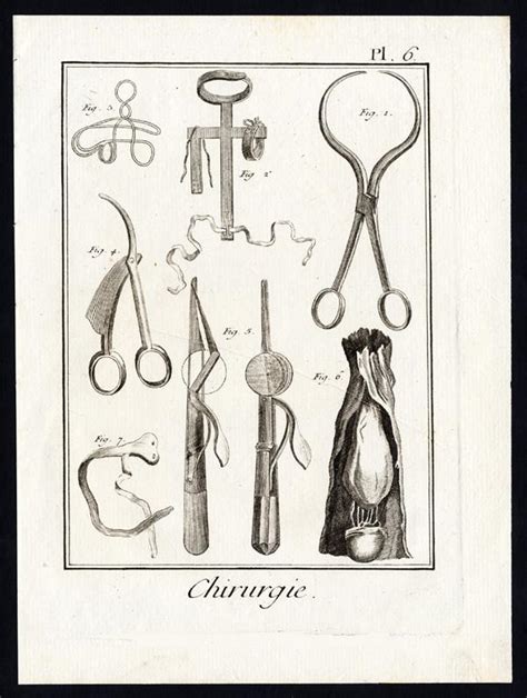 Antique Print Surgery Medical Instrument Hernia Rickets Diderot