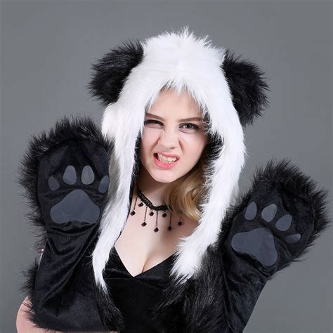 European And American Panda Hat Scarf Gloves All M Grandado