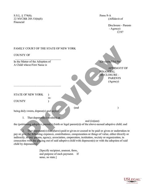 New York Affidavit Of Financial Disclosure Parents Agency Us