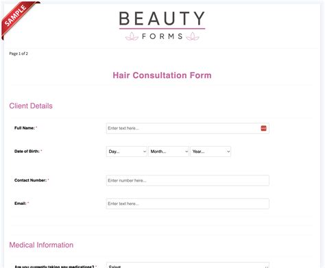 Hair Consultation Form Template Beauty Forms