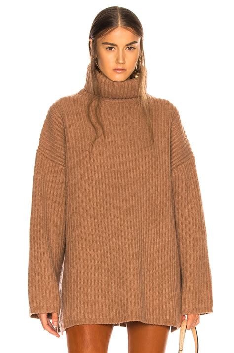 Acne Studios Oversized Turtleneck Sweater In Caramel Brown Fwrd