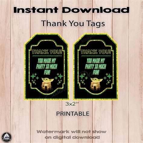 Shop with confidence on ebay! Baby Yoda Tags, Yoda Printable Thank You Tag, Baby Yoda ...