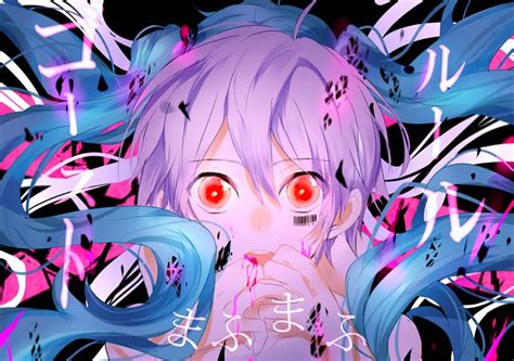 Pixiv Id 5537742 Vocaloid Hatsune Miku Mafumafu Unusual Colored Blood Text Song Title 初音